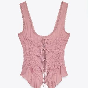 Zara Pink Tied Ruched Top